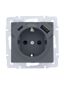 Розетка Vesna с заземл. TC+USB разъем графит LEZARD 742-3488-181TC
