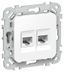 Розетка компьютерная 2-м СП FLITE РК5е-2-0-ФлБ RJ45 кат.5E UTP механизм бел. IEK FI-K22-1-K01