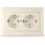 Розетка Севиль 2-ая с заземлением защитными шторками слоновая кость (ivory) - Б-С0050 Союз