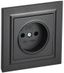 Розетка СП BRITE РСР10-1-0-БрЧ 10А в сборе без заземл. защ. шторок черн. IEK BR-R10-10-K02-F