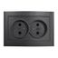 Розетка двухместная серия Бриллиант без заземления, скрытой установки, 16А, 220В, механизм,графит - 7947519-Gr Союз