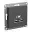 Розетка USB AtlasDesign тип A+A 5В/2.1А 2х5В/1.05А механизм базальт SE ATN001433 APC