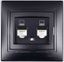 Розетка компьютерная 2-м Mira RJ45 со вставкой черн. бархат LEZARD 701-4242-141