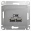 Розетка USB 2-м СП Glossa тип A+A 5В/2100мА 2х5В/1050мА механизм алюм. SE GSL000333 APC
