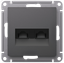 Розетка компьютерная 2-м AtlasDesign RJ45+RJ45 кат.5E механизм базальт SE ATN001485 APC