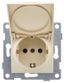 Розетка однопостовая Ugra с/з с з/ш и крышкой, механизм, 16А, 250В, бежевый - С11Р91-003 GUSI