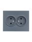 Розетка 2-м СП VESNA без заземл. ПБТ графит LEZARD 742-3400-128B