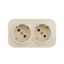 Розетка 2-местная для открытой установки с заземлением без защитных шторок предварительным подключением 16А слоновая кость QUTEO - 782263 Legrand