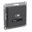 Розетка USB AtlasDesign тип C 65Вт высокоскор. ЗУ QC PD механизм базальт SE ATN001427 APC