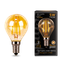 Лампа светодиодная филаментная LED 5 Вт 400 лм 2700К шар P45 теплый E14 AC 220В золотистая колба Black Filament - 105801005 Gauss