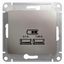 Розетка USB 2-м СП Glossa тип A+A 5В/2100мА 2х5В/1050мА механизм платина SE GSL001233 APC