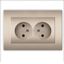 Розетка двухместная UNIVersal серия Афина б/з, с/у, 16А, 220В, шампань (еврослот), механизм - A0102-Br Союз