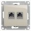 Механизм розетки 2-м Glossa RJ11+RJ45 кат.5е молочн. SchE GSL000985 APC