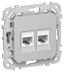 Розетка компьютерная 2-м СП FLITE РК5е-2-0-ФлА RJ45 кат.5E UTP механизм алюм. IEK FI-K22-1-K47