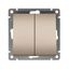 Выключатель двухклавишный UNIVersal серия Афина , с/у, 10А, 220В, шампань (еврослот), механизм - A0023-Br Союз