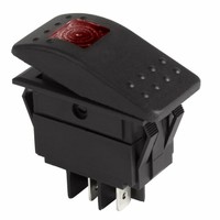 Выключатель клавишный 24V 35А (4с) ON-OFF красный с подсветкой | 36-4465 REXANT