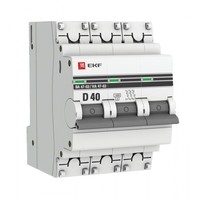 Автоматический выключатель EKF PROxima 3 П 40 А D 4.5 kA ВА 47-63 mcb4763-3-40D-pro