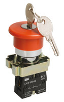 Кнопка красная с ключом LAY5-BS142 Гриб 22мм 240В - BBG50-LAY5-K04 IEK (ИЭК)