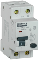 Выключатель автоматический дифференциального тока АВДТ 32 1п+N 6А C 30мА тип AC GENERICA | MAD25-5-006-C-30 IEK (ИЭК)