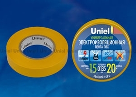 Лента изоляционная UIT-135P 20/15/01 YEL 20м/15мм желт. Uniel 04489 купить в Москве по низкой цене