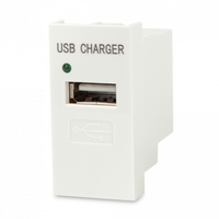 Модуль розетки USB для зарядки 1 порт 1М 1А 5В 45x22.5мм белый Hyperline 250098 M45/2-USBCH1-WH цена, купить