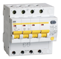 Выключатель автоматический дифференциального тока АД14 4п 50А C 300мА тип AC (5 мод) | MAD10-4-050-C-300 IEK (ИЭК)