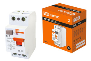 Выключатель дифференциальный (УЗО) ВД1-63 2п 63А 30мА тип AC | SQ0203-0019 TDM ELECTRIC