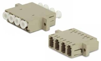 Адаптер оптический проходной LC/PC-LC/PC MM quadro 4 волокна корпус пластиковый бежевый белые колпачки Hyperline 244023 FA-P11Z-QLC/QLC-N/WH-BG аналоги, замены