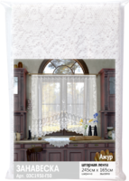 Занавеска для кухни на ленте «Ажур» 245х165 см полиэстер цвет белый
