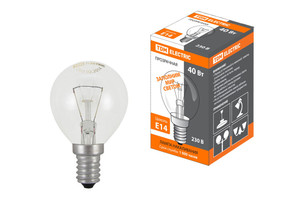 Лампа накаливания ЛОН 40Вт E14 230В шар прозрачный | SQ0332-0001 TDM ELECTRIC