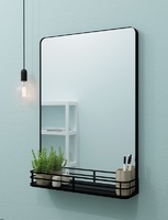 Зеркало Ferro с полкой-бортиком 50x69.2 см цвет чёрный МАРТ
