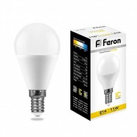 Лампа светодиодная LB-750 (11W) 230V E14 2700K G45 | 25946 FERON LED 11вт Е14 теплый матовый шар цена, купить