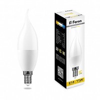Лампа светодиодная LB-770 (11W) 230V E14 2700K свеча на ветру | 25939 FERON LED 11вт Е14 теплый матовая цена, купить