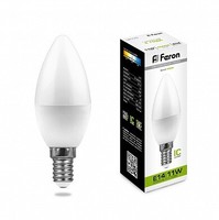 Лампа светодиодная LB-770 (11W) 230V E14 4000K свеча | 25942 FERON LED 11вт белый матовая купить в Москве по низкой цене
