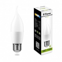 Лампа светодиодная LB-770 (11W) 230V E27 4000K свеча на ветру | 25953 FERON LED 11вт Е27 белый матовая цена, купить