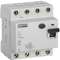 Выключатель дифференциального тока (УЗО) 4п 25А 300мА тип AC ВД1-63 GENERICA IEK MDV15-4-025-300 (ИЭК) УЗО 4Р цена, купить
