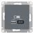 Розетка USB AtlasDesign тип A+C 5В/2.4А 2х5В/1.2А механизм грифель SchE ATN000739 Schneider Electric