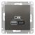 Розетка USB AtlasDesign тип A+C 5В/2.4А 2х5В/1.2А механизм сталь SchE ATN000939 Schneider Electric