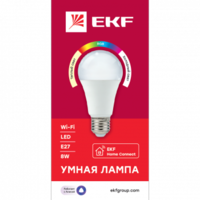 Лампа светодиодная LED Умная Connect 8Вт WIFI RGBW E27 | slwf-e27-rgbw EKF Е27 HomeConnect 8W купить в Москве по низкой цене