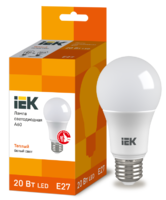 Лампа светодиодная ECO A60 20Вт грушевидная 230В 3000К E27 IEK LLE-A60-20-230-30-E27 (ИЭК)