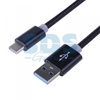 Шнур USB 3.1 type C (male)-USB 2.0 (male) в тканевой оплетке 1 м черный | 18-1884 REXANT 1м купить в Москве по низкой цене