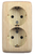 Розетка двойная наружная с заземлением со шторками изоляционной пластиной сосна - РА16-154-02 HEGEL