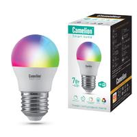 Лампа светодиодная эл. Smart Home LSH7/G45/RGBСW/Е27/WIFI 7Вт Е27 RGB+DIM+CW 220В WiFi Camelion 14501 цена, купить