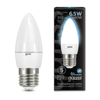 Лампа светодиодная LED 6.5 Вт 550 Лм 4100К белая Е27 Свеча Black Gauss - 103102207
