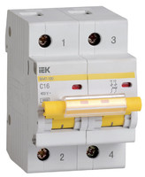 Выключатель автоматический двухполюсный ВА47-100 16А C 10кА | MVA40-2-016-C IEK (ИЭК)