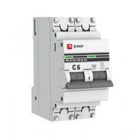 Автоматический выключатель EKF PROxima 2 П 6 А С 4.5 kA ВА 47-63 mcb4763-2-06C-pro