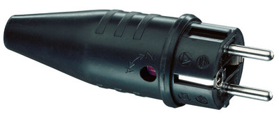 Кабельная вилка из натуральной резины прямой ввод с фиксатором для быстрого подключения IP44 16A 2P+E 250V, чёрный - 1129190 ABL SURSUM