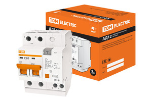 Выключатель автоматический дифференциального тока АД12 2п 20А C 30мА тип AC (4 мод) | SQ0204-0008 TDM ELECTRIC