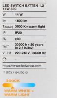 Светильник линейный светодиодный Ledvance LED Switch Batten 1173 мм 14 Вт, теплый белый свет Osram