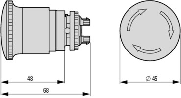 Кнопка аварийной остановки D 45мм подсветка отмена поворотом, M22-PVT45P - 121462 EATON